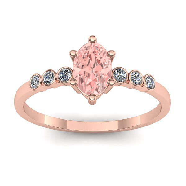 Inel logodna cu diamant de laborator roz oval