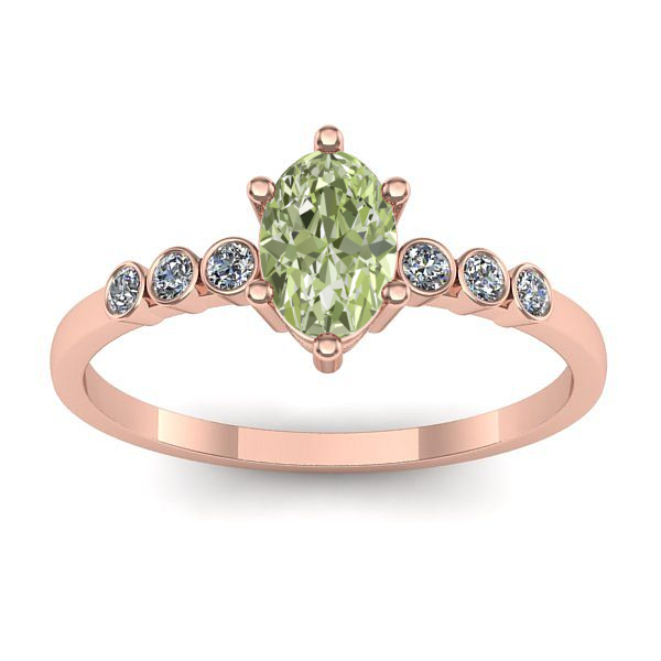 Inel cu diamant de laborator verde oval