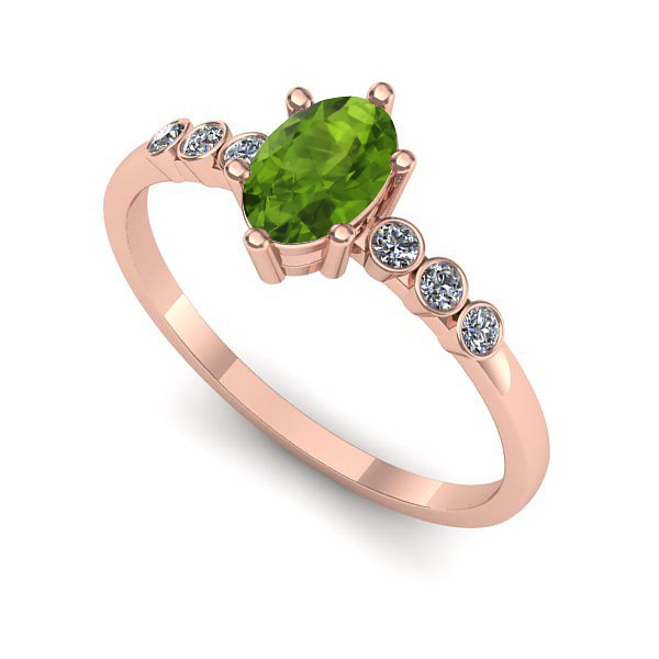 Inel de logodna din aur roz cu peridot