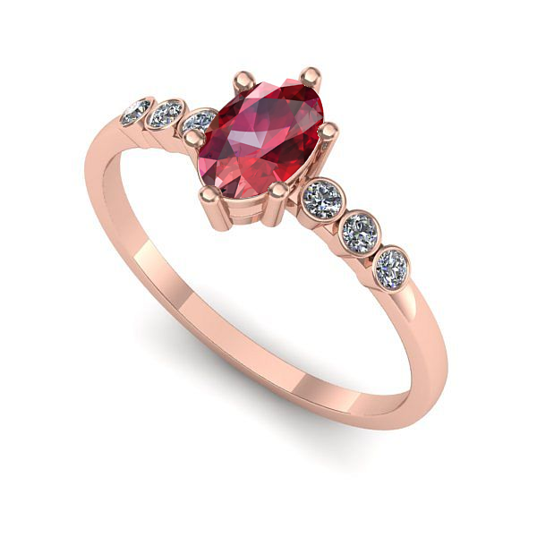 Inel din aur roz cu rubin