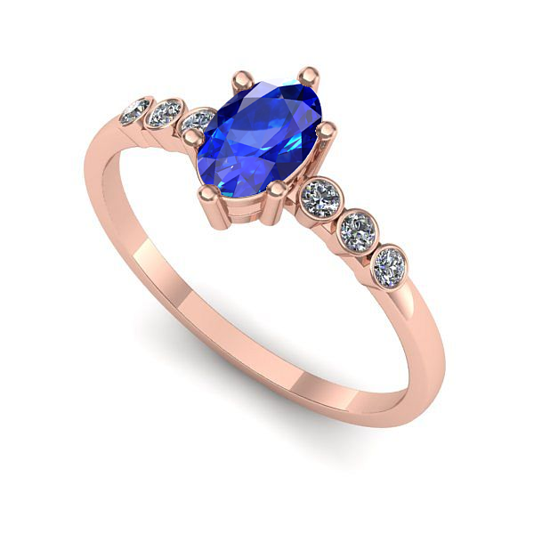 Inel logodna din aur roz cu safir