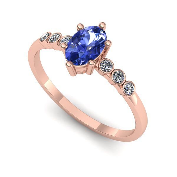 Inel de logodna din aur roz cu tanzanit