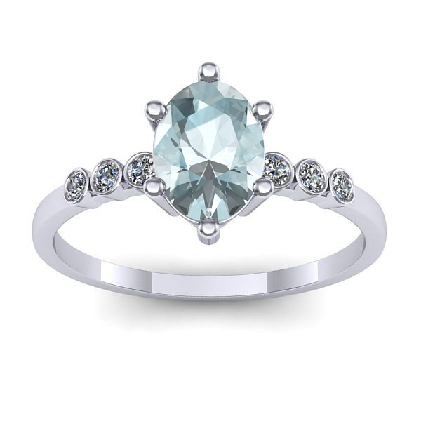 Inel cu aquamarin oval