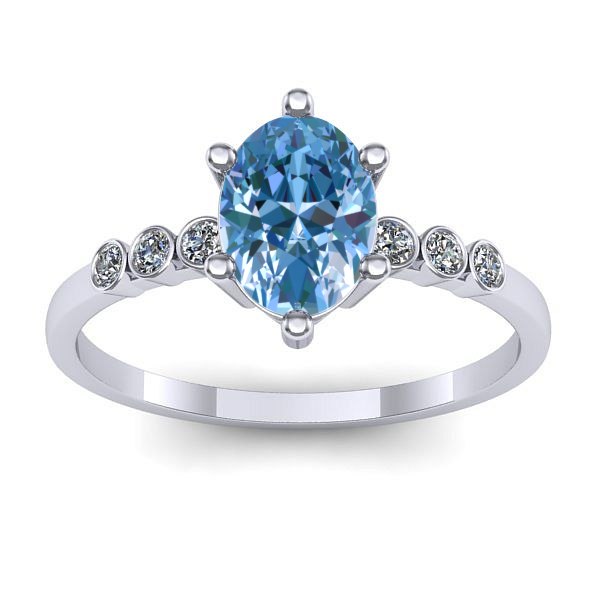 Inel cu diamant de laborator albastru oval