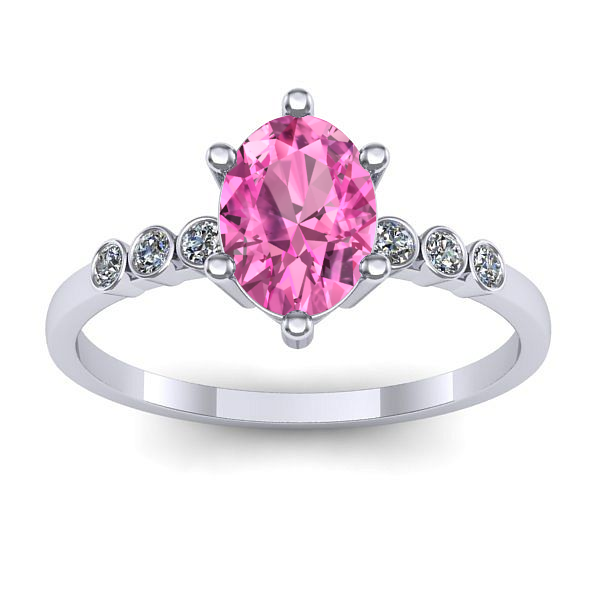 Inel de logodna cu safir roz oval