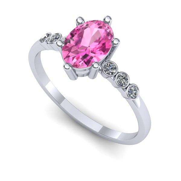 Inel din aur alb cu safir roz