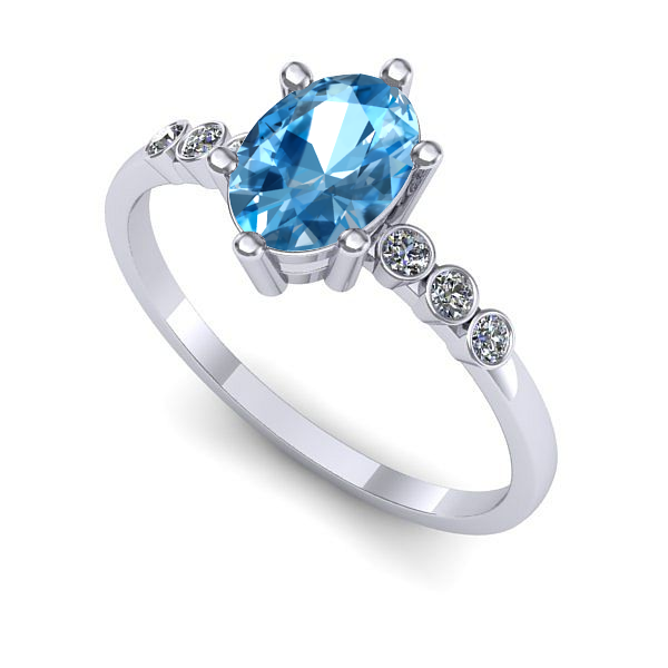 Inel logodna din aur alb cu topaz blue