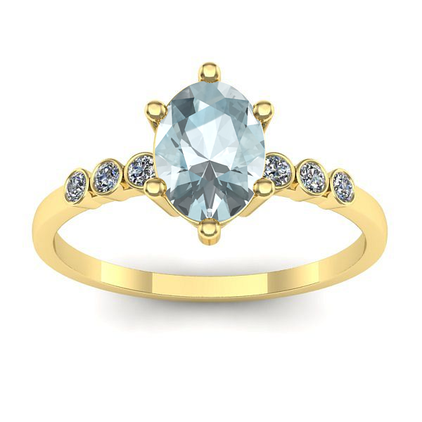 Inel cu aquamarin oval
