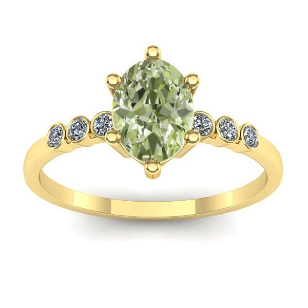 Inel logodna cu diamant de laborator verde oval