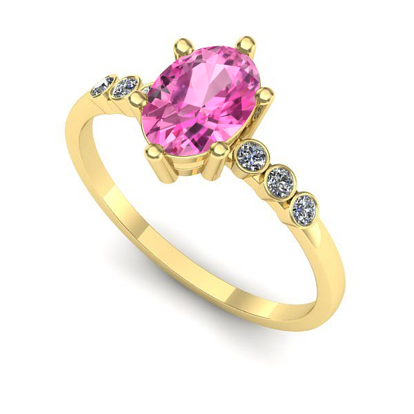 Inel logodna din aur galben cu safir roz