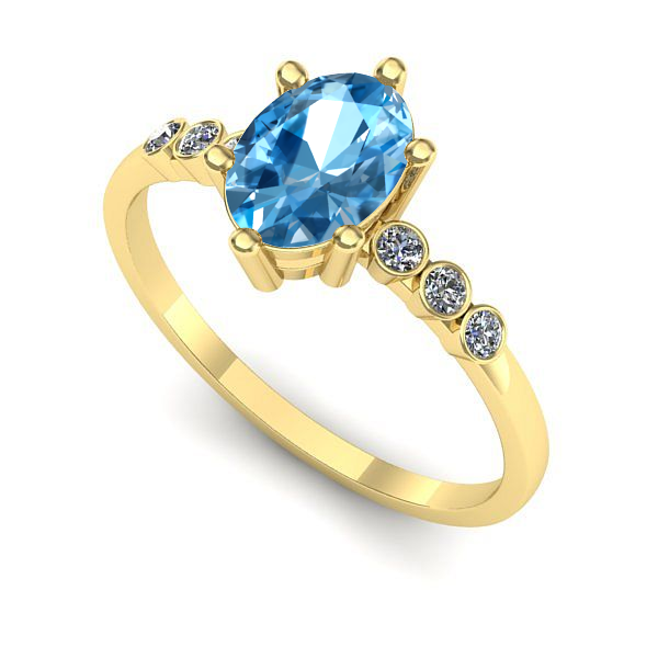 Inel din aur galben cu topaz blue