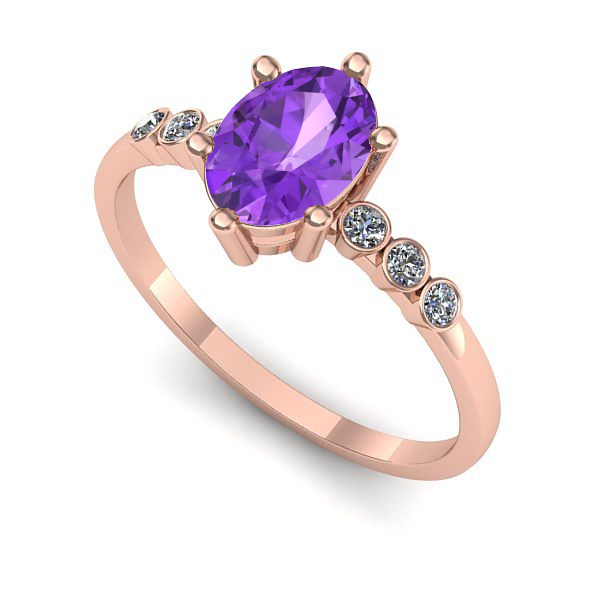 Inel de logodna din aur roz cu ametist