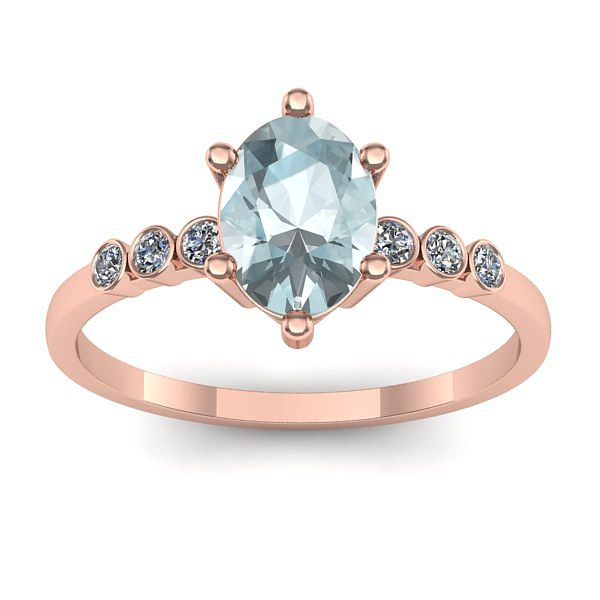 Inel cu aquamarin oval