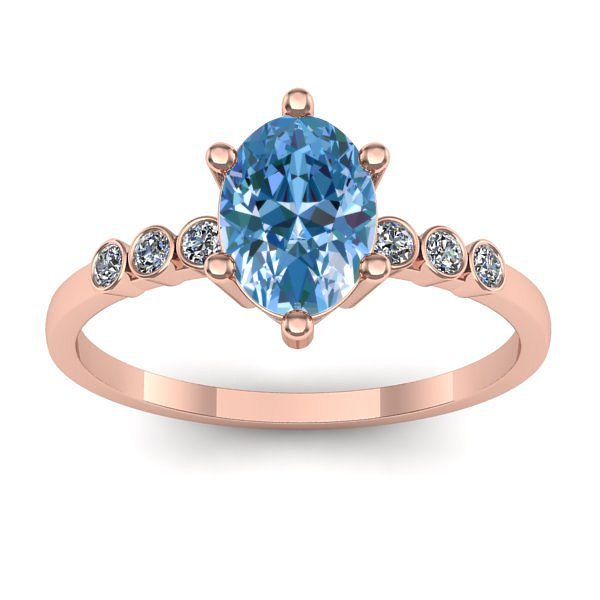 Inel cu diamant de laborator albastru oval