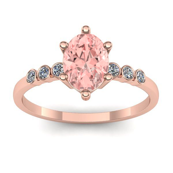 Inel cu diamant de laborator roz oval