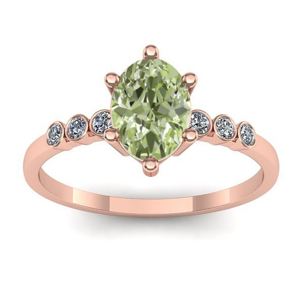 Inel cu diamant de laborator verde oval