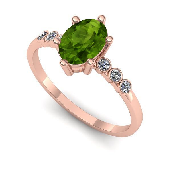 Inel logodna din aur roz cu peridot