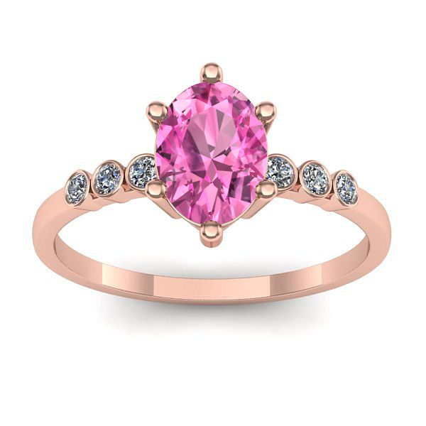 Inel logodna cu safir roz oval