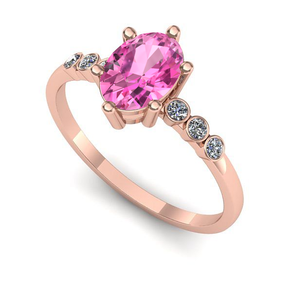 Inel logodna din aur roz cu safir roz