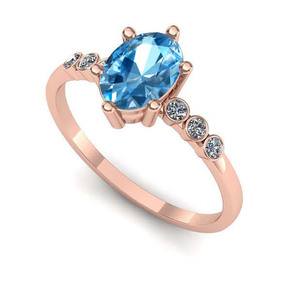 Inel din aur roz cu topaz blue