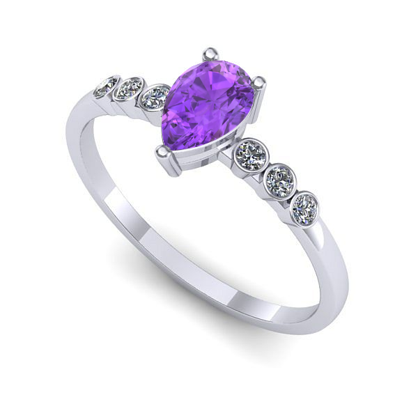 Inel din aur alb cu ametist