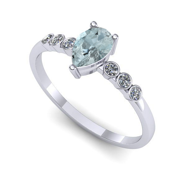 Inel de logodna din aur alb cu aquamarin