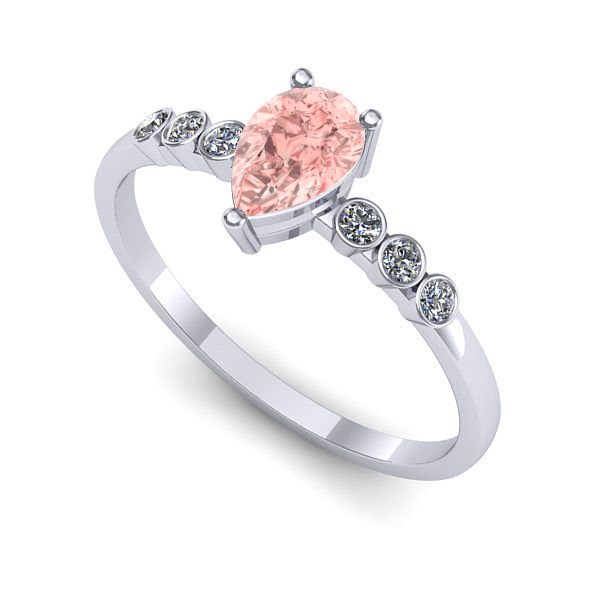 Inel logodna din aur alb cu diamant de laborator roz