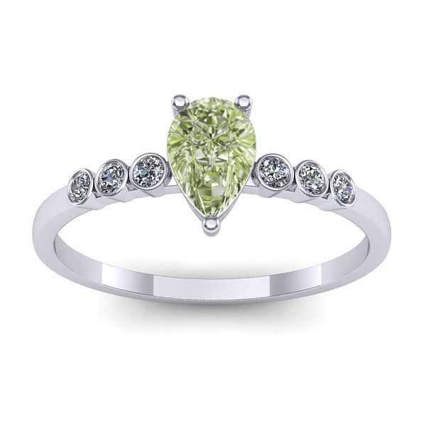 Inel cu diamant de laborator verde lacrima