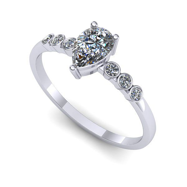 Inel de logodna din aur alb cu safir alb