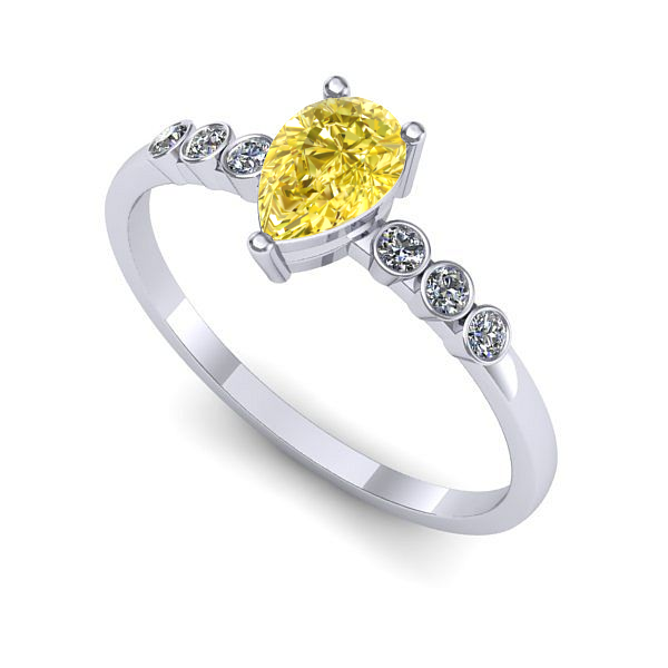 Inel logodna din aur alb cu safir galben