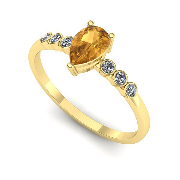 Inel de logodna din aur galben cu citrin