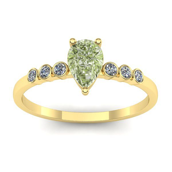 Inel cu diamant de laborator verde lacrima