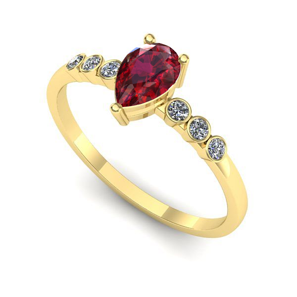 Inel logodna din aur galben cu rubin