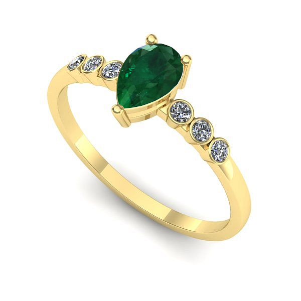 Inel de logodna din aur galben cu smarald