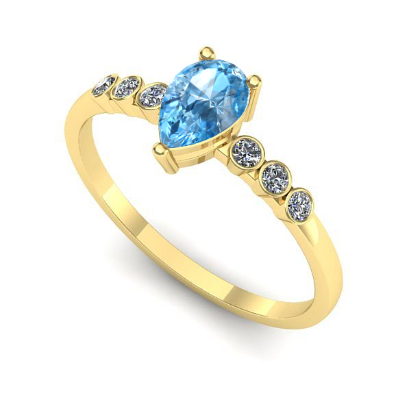 Inel de logodna din aur galben cu topaz blue