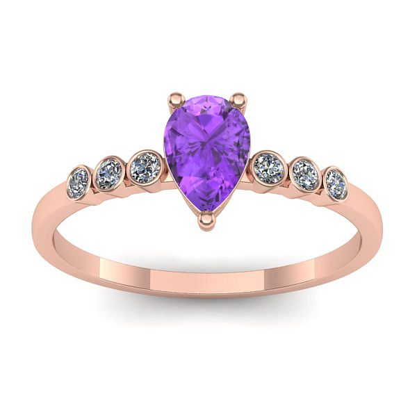 Inel de logodna cu ametist lacrima