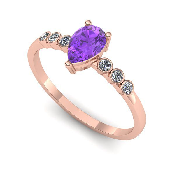 Inel din aur roz cu ametist