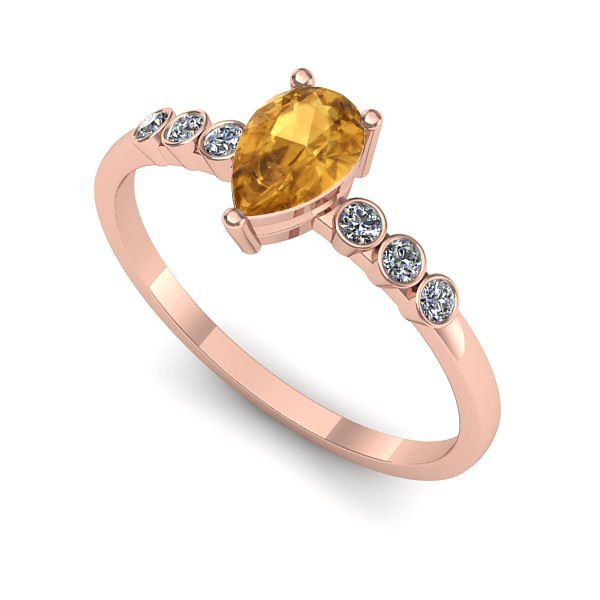 Inel din aur roz cu citrin
