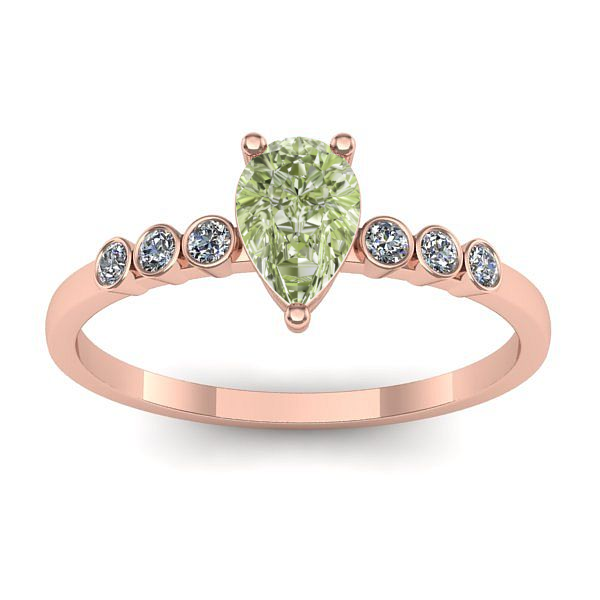 Inel logodna cu diamant de laborator verde lacrima