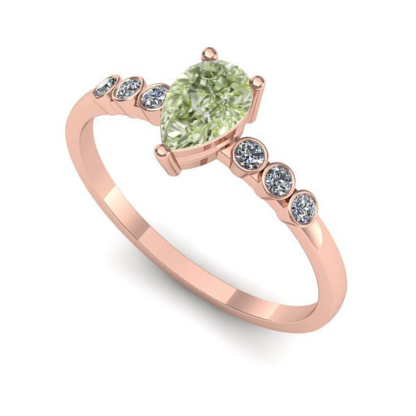 Inel din aur roz cu diamant de laborator verde