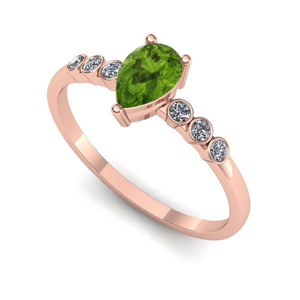 Inel din aur roz cu peridot