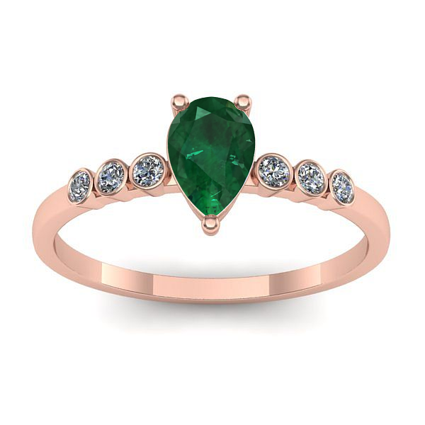 Inel logodna cu smarald lacrima