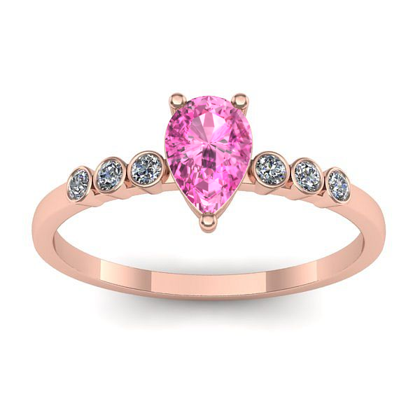 Inel logodna cu safir roz lacrima
