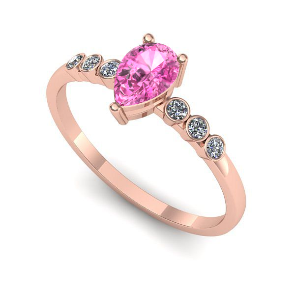 Inel logodna din aur roz cu safir roz