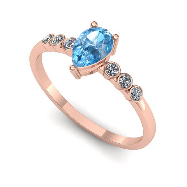 Inel de logodna din aur roz cu topaz blue