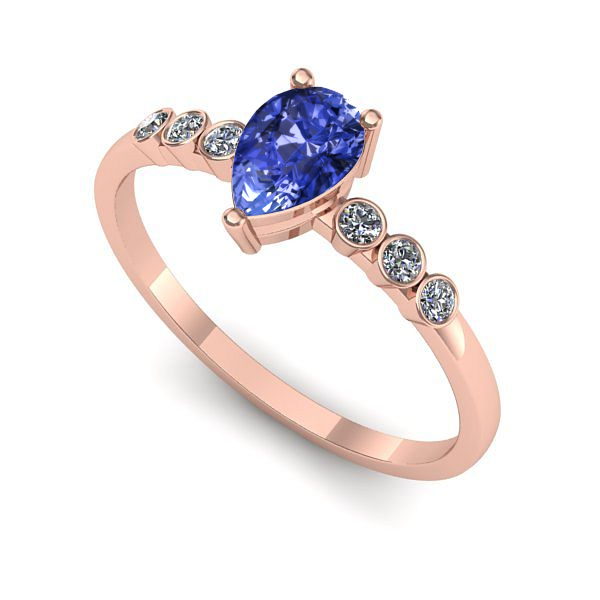 Inel din aur roz cu tanzanit