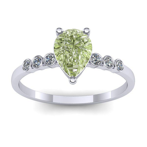 Inel de logodna cu diamant de laborator verde lacrima