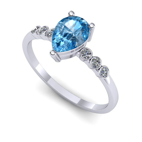 Inel din aur alb cu topaz blue