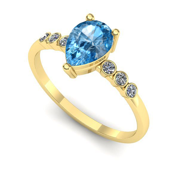 Inel din aur galben cu topaz blue