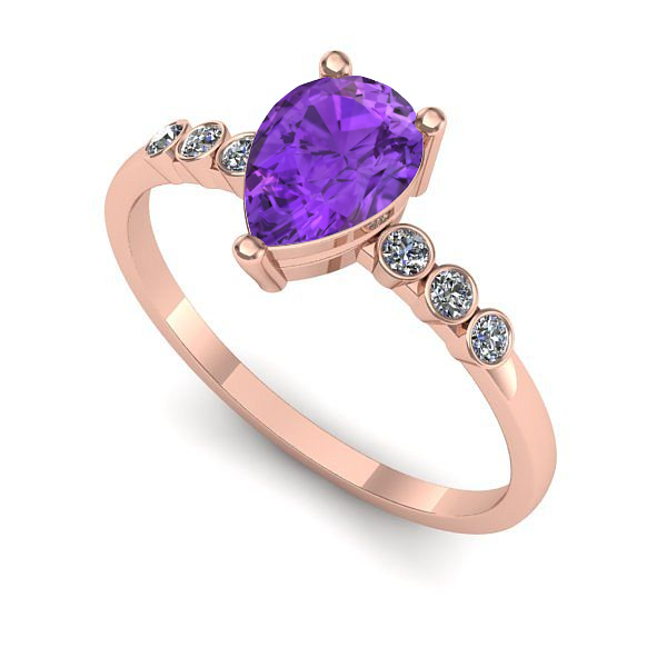 Inel logodna din aur roz cu ametist